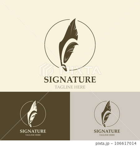 Feather and signature logo design minimalist business symbol sign template illustration 106617014