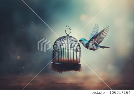 Bird in a cage. Neural network AI generated 106617164