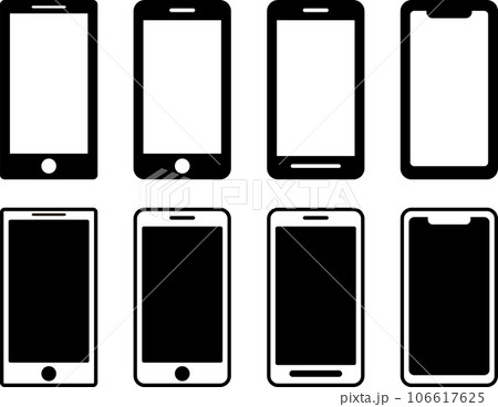 シンプルなスマホアイコン8種類_黒 シンプルなスマホアイコン8種類_黒 106617625