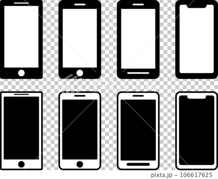 シンプルなスマホアイコン8種類_黒 シンプルなスマホアイコン8種類_黒 106617625
