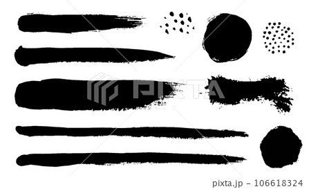 ブラシで描いた線や円のグラフィックセット　黒色 106618324