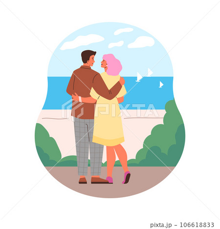 Happy couple hugging flat style, vector illustration Happy couple hugging flat style, vector illustration 106618833