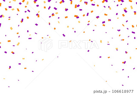 Halloween orange and purple carnival confetti. Vector background with vibrant falling paper pieces cascade adding a festive touch to celebrations. A colorful burst of fun and excitement in the air Halloween orange and purple carnival confetti. Vector background with vibrant falling paper pieces cascade adding a festive touch to celebrations. A colorful burst of fun and excitement in the air 106618977