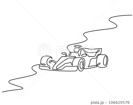 Formula F1 racing car. Continuous one line art drawing style 106620576