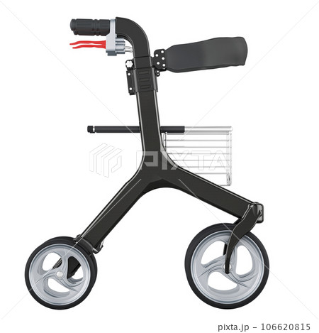 Rollator, walker with basket, seat and 4 wheels. 3D rendering 106620815