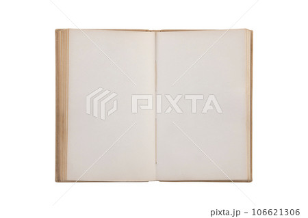 Open old book with blank pages isolated on white background with clipping path Open old book with blank pages isolated on white background with clipping path 106621306