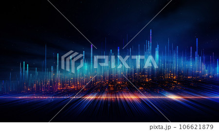 Abstract technology background with glowing lines and bokeh. 106621879