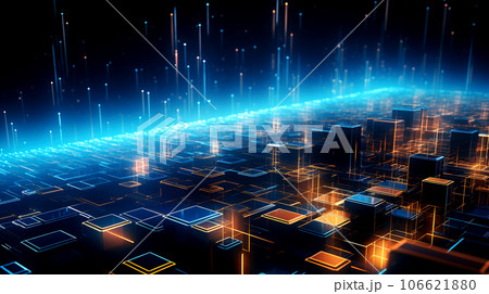 Abstract technology background with glowing cubes. Abstract technology background with glowing cubes. 106621880