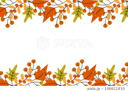 Vector Abstract rectangular frame border of autumn leaves and twigs in trendy seasonal hues. Isolate Vector Abstract rectangular frame border of autumn leaves and twigs in trendy seasonal hues. Isolate 106622810