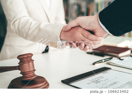 握手する男女：ビジネス 106623402