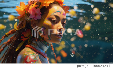 Mermaid underwater. Fantasy beauty style portrait of beautiful woman Mermaid underwater. Fantasy beauty style portrait of beautiful woman 106624241