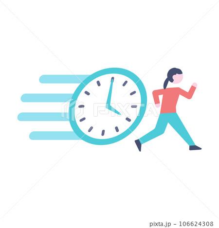 時間に追われる若い女性のイラスト 106624308