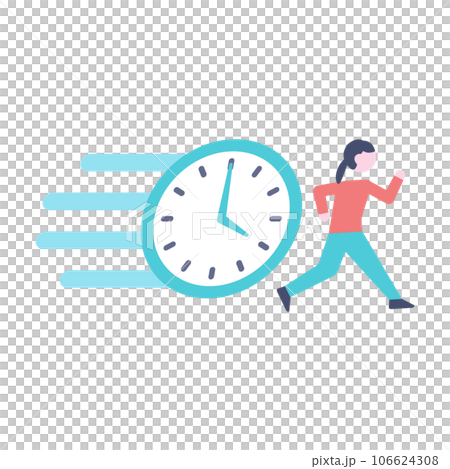 時間に追われる若い女性のイラスト 106624308