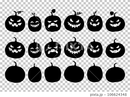 Halloween illustration material set, cute pumpkin icon, black Halloween illustration material set, cute pumpkin icon, black 106624348