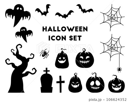 ハロウィンのイラスト素材セット、黒 106624352