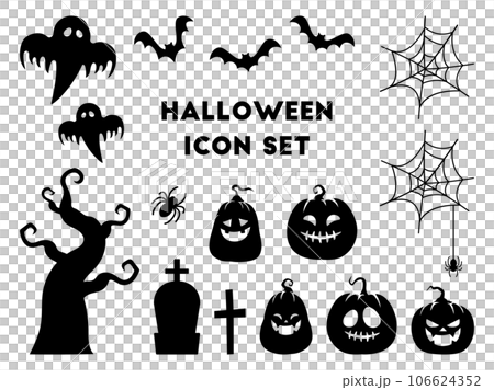Halloween illustration material set, black Halloween illustration material set, black 106624352