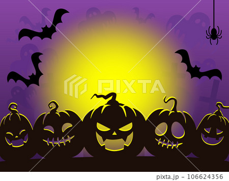 ハロウィン背景素材,ハロウィン,ジャックオーランタン、紫色 ハロウィン背景素材,ハロウィン,ジャックオーランタン、紫色 106624356