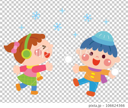 Illustration of children playing snow 106624366