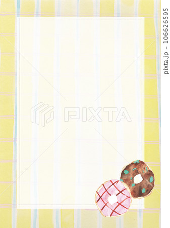 イラスト素材:チェック柄・ドーナツ・水彩フレームデザイン イラスト素材:チェック柄・ドーナツ・水彩フレームデザイン 106626595