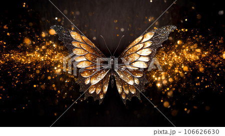羽を広げた黄金の蝶「AI生成画像」 羽を広げた黄金の蝶「AI生成画像」 106626630