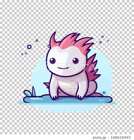 funny, cute, cartoon, animal, axolotl, adorable, illustration, nature, aquatic, character, salamander, happy, exotic, pet, amphibian, pink, water, reptile, creature, aquarium, monster, drawing, kawaii 106628493