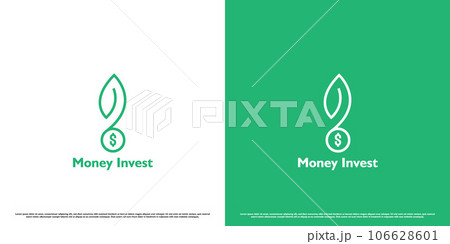 Money investment logo design illustration. Creative abstract silhouette of dollar coin money seeds plant roots simple modern minimalist linear lines. Bank investment profit financial business icon. 106628601