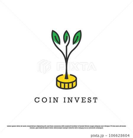 Money investment logo design illustration. Money coin cartoon icon plant tree plant nature eco source simple flat modern business financial bank accounting. Financial economy savings symbol. Money investment logo design illustration. Money coin cartoon icon plant tree plant nature eco source simple flat modern business financial bank accounting. Financial economy savings symbol. 106628604