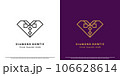 Diamond tie logo design illustration. Modern creative abstract flat line silhouette simple diamond tie minimalist elegant golden luxury. Tuxedo necktie bowtie icon symbol for clothing jewel crystal. 106628614