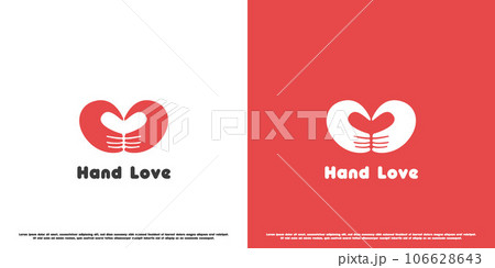Love heart hand logo design illustration. Simple modern minimalist creative abstract flat silhouette of hands forming a gesture love heart relationship romance girlfriend family happy fun cute. Love heart hand logo design illustration. Simple modern minimalist creative abstract flat silhouette of hands forming a gesture love heart relationship romance girlfriend family happy fun cute. 106628643