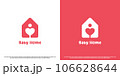 Baby home logo design illustration. Simple flat silhouette abstract creative modern home baby love heart affection family massage spa treatment. Romance funny spa baby children mother icon symbol. 106628644