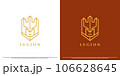 Royal knight logo design illustration. Simple minimalist creative flat silhouette head face mascot royal fighter legion guild medieval modern vintage classy aged rustic geometric brave strong. 106628645