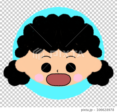 張著大嘴的女孩的臉部圖標[完美的彩色圖標] 106628978