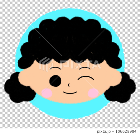 ウインクをする女の子の顔アイコン【まんまる色付きアイコン】 ウインクをする女の子の顔アイコン【まんまる色付きアイコン】 106628984