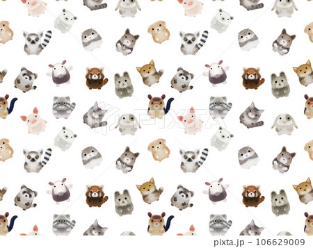 フワフワ動物B シームレスパターン　PNG 106629009