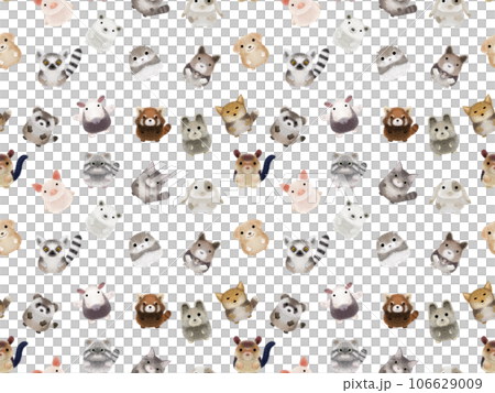 フワフワ動物B シームレスパターン　PNG 106629009