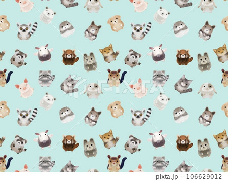 フワフワ動物B シームレスパターン ブルー フワフワ動物B シームレスパターン ブルー 106629012