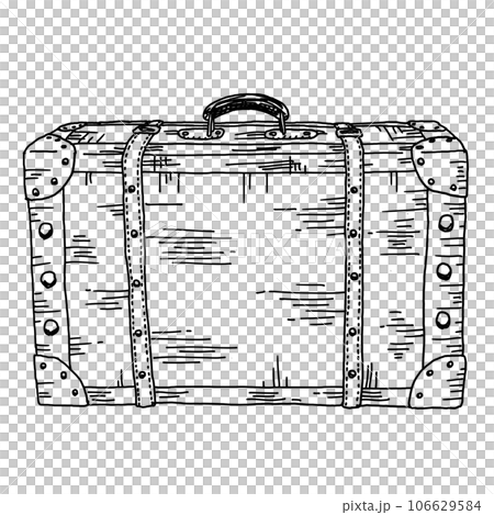 Vintage-style trunk case pen drawing/hand-drawn illustration Vintage-style trunk case pen drawing/hand-drawn illustration 106629584