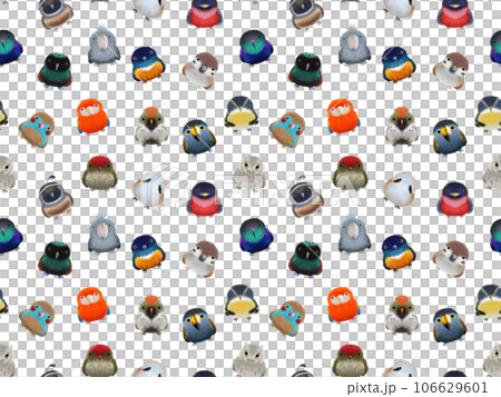 フワフワ鳥C   シームレスパターン　 PNG 106629601