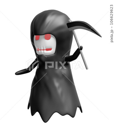 3d halloween holiday party with grim reaper, scythe isolated. 3d render illustration 3d halloween holiday party with grim reaper, scythe isolated. 3d render illustration 106629623
