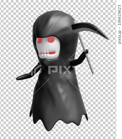 3d halloween holiday party with grim reaper, scythe isolated. 3d render illustration 3d halloween holiday party with grim reaper, scythe isolated. 3d render illustration 106629623