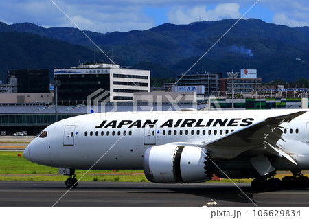 大阪国際空港　JAL　飛行機　着陸態勢　スカイパーク 106629834