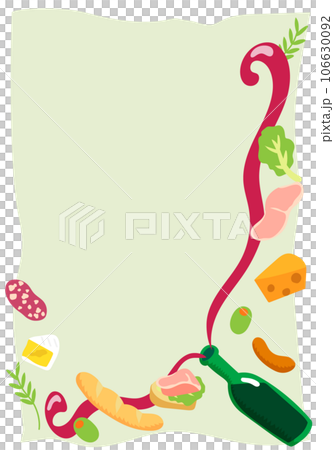 赤ワインとワインに合う食べ物のフレーム 赤ワインとワインに合う食べ物のフレーム 106630092