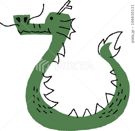 シンプルな手書き風の龍・ドラゴンのイラストのイラスト素材