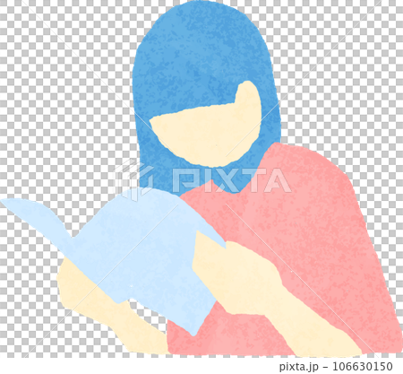 A woman reading a book with a hand-drawn touch A woman reading a book with a hand-drawn touch 106630150