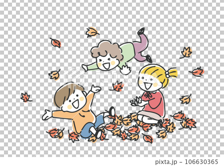 Autumn leaves and children illustration 106630365