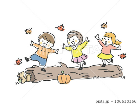 紅葉と子供のイラスト 106630366