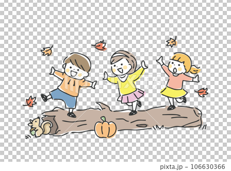 紅葉と子供のイラスト 106630366