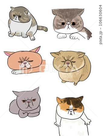 表情豊かな猫のラフタッチイラストセット 表情豊かな猫のラフタッチイラストセット 106630604