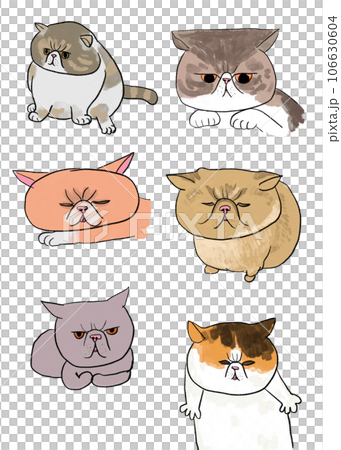 表情豊かな猫のラフタッチイラストセット 表情豊かな猫のラフタッチイラストセット 106630604