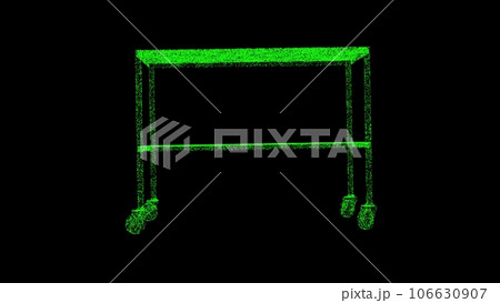 3D medical trolley is on black background. Medical concept. Medical furniture and equipment. Business advertising backdrop. For title, text, presentation. 3d animation. 3D medical trolley is on black background. Medical concept. Medical furniture and equipment. Business advertising backdrop. For title, text, presentation. 3d animation. 106630907